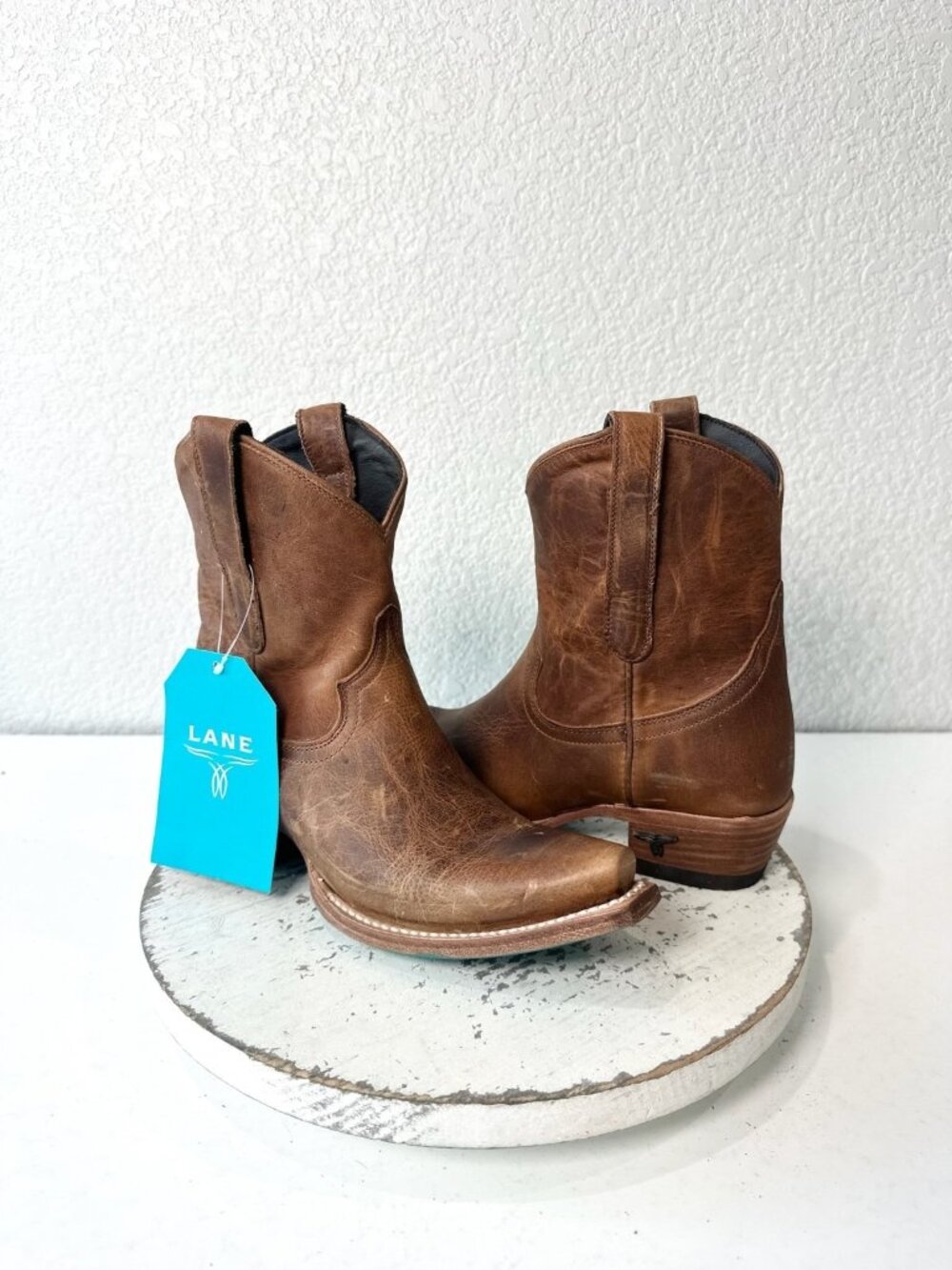 Lane EMMA JANE Brown Cowboy Bootie Western Cowgirl Short Ankle Boots Size 6